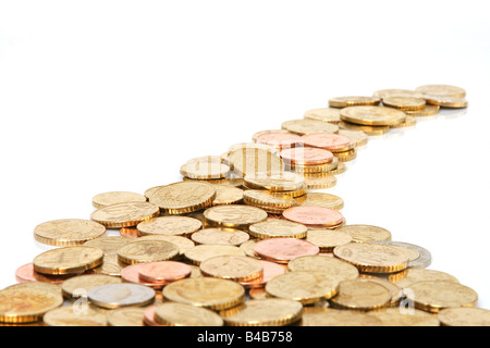 Euro cent con copyspace isolato su sfondo bianco Affari e finanza Foto Stock
