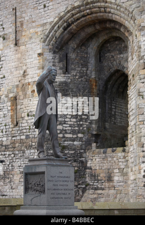 David Lloyd George statua, Caernarfon Foto Stock