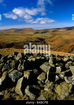 Un autunno vista diurna della Ingram la vallata e il fiume Breamish nel Parco nazionale di Northumberland vicino a Wooler, Northumberland Foto Stock