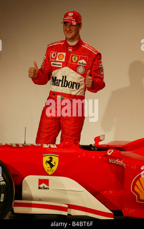 Lo sport del motore, Michael Schumacher e la Ferrari di presentazione, persone, Race Driver, fotografo: Daniel Reinhard Foto Stock