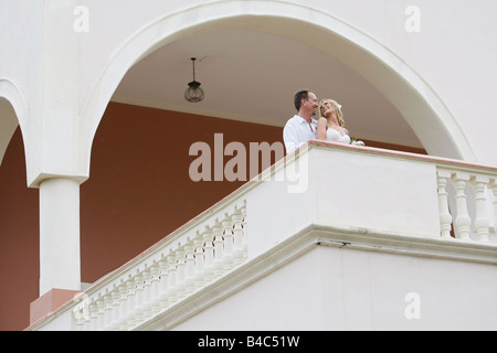 Sposi nozze tropicali al Dreams Resort in Punta Cana Repubblica Dominicana Foto Stock