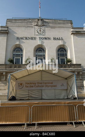 Hackney East London Settembre 2008 Municipio palcoscenico pronto per le prestazioni per celebrare il carnevale Foto Stock
