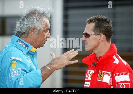 Lo sport del motore, Flavio Briatore e Michael Schumacher, Renault, Ferrari, Formel 1, Ritratto Foto Stock