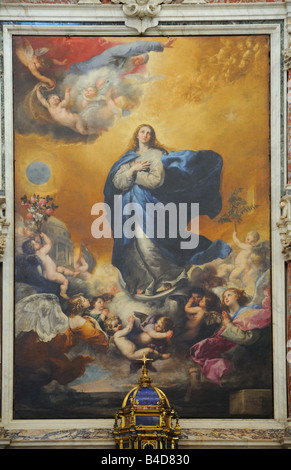 Pittura di olio della Immacolata Concezione da Ribera sopra l altare maggiore di Iglesia de La Purisima Concepcion Salamanca spagna Foto Stock