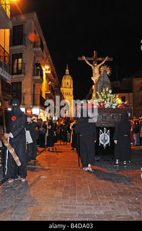 Notte Tempo Semana Santa Settimana Santa processione di Pasqua sulla Rua Mayor Salamanca spagna Foto Stock