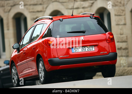 Peugeot 207 SW 120 VTi Sport, rosso modello anno 2006-, guida, diagonale dal retro, vista posteriore, Città Stadt Foto Stock