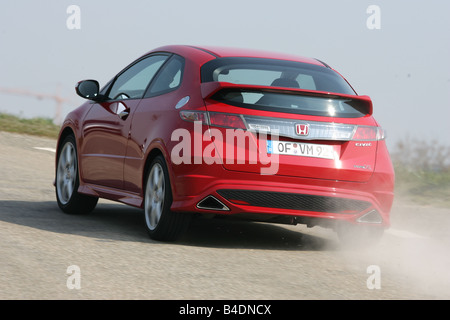 La Honda Civic Type R, modello anno 2008-, rosso, guida, diagonale dal retro, vista posteriore, country road Foto Stock