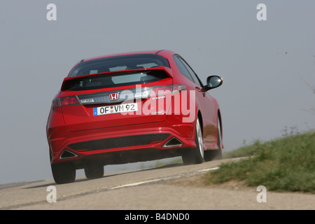 La Honda Civic Type R, modello anno 2008-, rosso, guida, diagonale dal retro, vista posteriore, country road Foto Stock