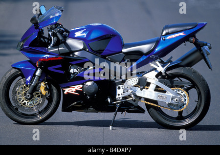 Ciclo motore, sport ciclo motore, sportivo, Honda Fireblade, blu, anno modello 2003, stando in piedi, difesa, vista laterale, photographe Foto Stock