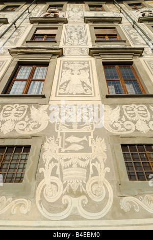 Pisa Italia Palazzo della Carovana dei Cavalieri aka La Scuola Normale Superiore la facciata decorata da Vasari Foto Stock