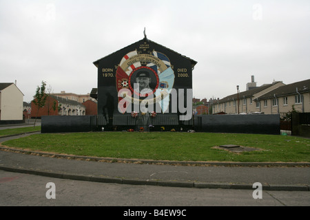 Murale commemorativo di Stevie McKeag, membro dell Ulster combattenti per la libertà, a Belfast, Irlanda del Nord, Regno Unito. Foto Stock