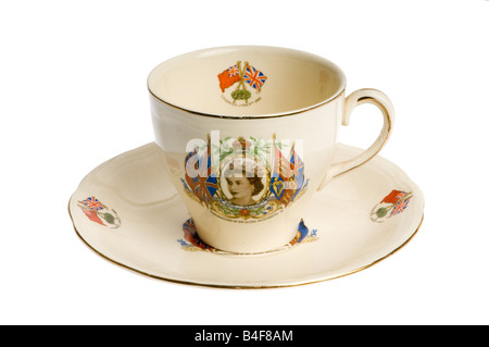 Tazza da tè con Queen Elizabeth vintage Foto Stock
