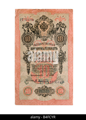 Dieci Impero Russo di rubli di anno 1909 - Lato anteriore Foto Stock