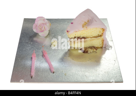 Ultimo pezzo di torta di compleanno Foto Stock