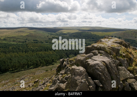 Una vista di cuoio da Tor su Dartmoor Foto Stock