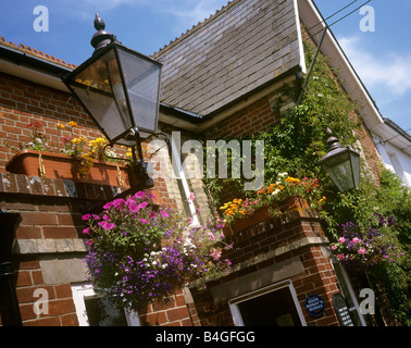 Regno Unito Inghilterra Isola di Wight Chiesa di acqua dolce luogo fiorite Pub Red Lion porta Foto Stock