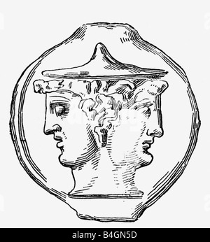 Un Romano Janus-Faced Coin Foto Stock