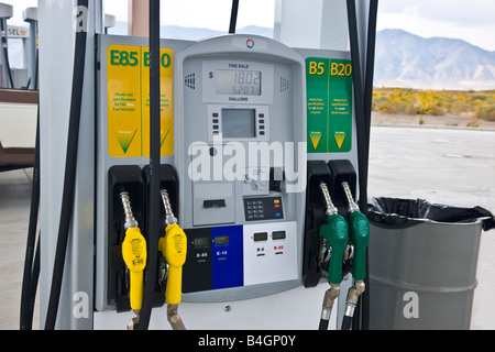 Pompe di biocarburanti in corrispondenza di una stazione di servizio. Foto Stock