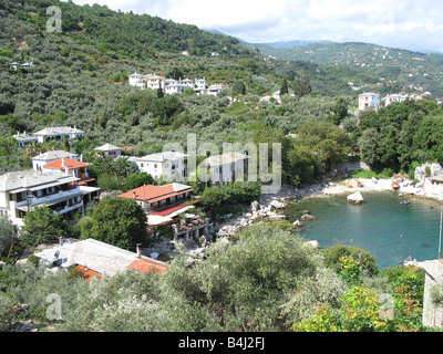 La Grecia. La penisola di Pelion. Il villaggio e il porto di Damouchari. Foto Stock