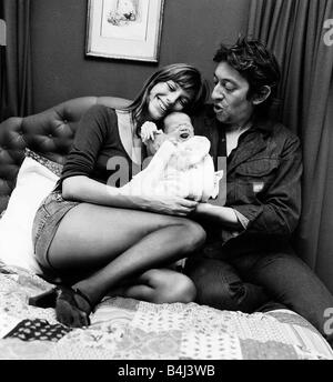 Jane Birkin attrice Agosto 971 con la figlia Charlotte Lucy e padre di sua figlia di Serge Gainsbourg DBase MSI Foto Stock