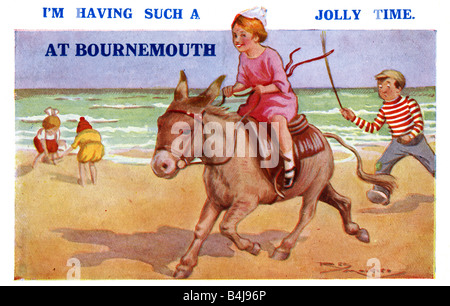 Vecchio Vintage Regent la pubblicazione di opere d'arte britannico Cartolina di donkey & Figli pubblicato il 17 maggio 1931 per il solo uso editoriale Foto Stock
