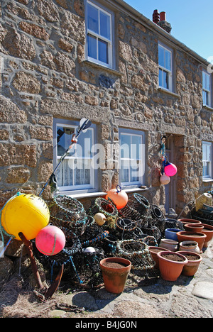 Un fishermans cottage a penberth cove,cornwall,l'Inghilterra,uk Foto Stock