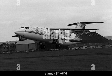 Aeromobile BAe 146 di British Aerospace 300 maggio 1987 decolla il suo volo inaugurale da Hatfield Hertfordshire LFEY003 Volo100 Foto Stock