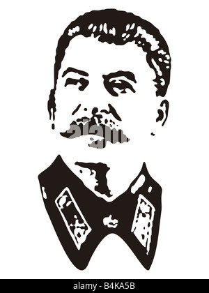 Ritratto di Joseph Stalin in bianco e nero - stile stencil Foto Stock