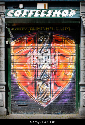 Colori degli esterni di un Amsterdam coffee shop, Paesi Bassi Foto Stock