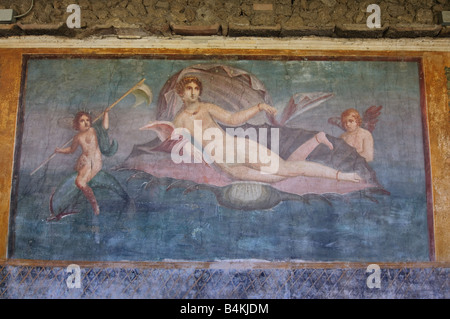 L affresco nella casa di Venere in conchiglia di mare in Pompei Foto Stock