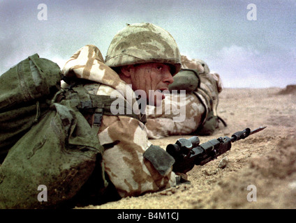 Il solo le fotografie che mostrano le truppe di terra in azione dieci anni fa nel deserto iracheno durante l'azione per liberare il Kuwait Mike Foto Stock