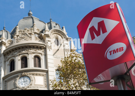 Barcelona Metro segno Foto Stock