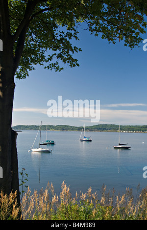 Barche a vela nel porto di inferiore di Marquette Michigan Foto Stock