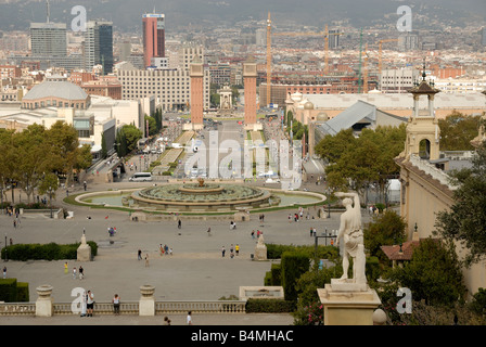 Vista dal Palazzo Nazionale Montjuic Barcellona Spagna Foto Stock