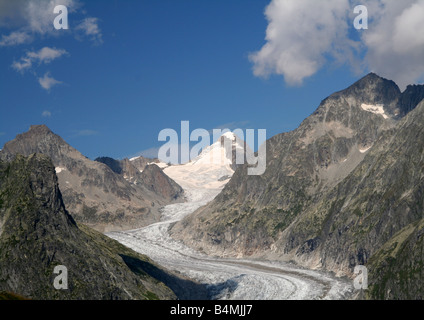 Fiescher ghiacciaio sul lato sud delle Alpi Bernesi svizzera Foto Stock