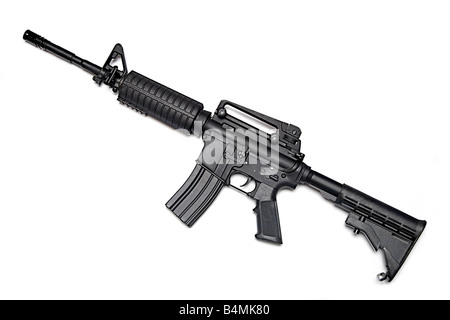 Arma moderna US Army M4A1 fucile. Oggetto isolato su sfondo bianco. Foto Stock