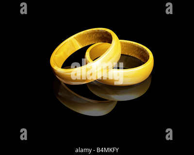 3D render di anelli di nozze Foto Stock