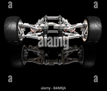 3D render di ruote con sospensione Foto Stock
