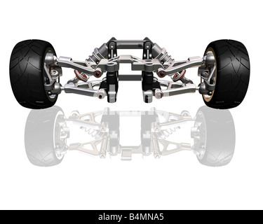 3D render di ruote con sospensione Foto Stock