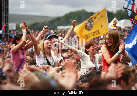 T nel Parco Balado Luglio 2004 tifosi vanno pazzi per Franz Ferdinand T nel Parco di Balado Foto Stock