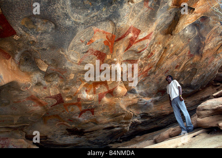 Pitture rupestri in Lass Geel grotte, il Somaliland e la Somalia Foto Stock