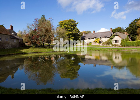 Ashmore stagno, un'argilla rivestito di stagno di rugiada nel villaggio più alto nel Dorset vicino a Shaftesbury sul bordo della a Cranborne Chase Foto Stock