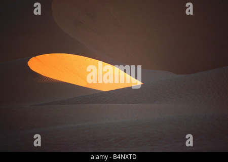 Algeria Timimoun ultimo sunray sulle dune di sabbia del deserto del Sahara Foto Stock