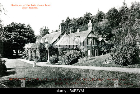 Vecchia Carta topografica British Cartolina di Jenny Lind's house Wynd Punto vicino a Malvern posted 1906 per solo uso editoriale Foto Stock