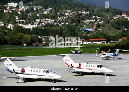 AUT, Austria, la Valle dello Stubai: aeroporto di Innsbruck. Foto Stock