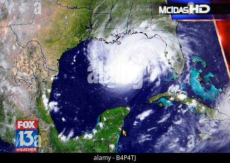 Hurricane Satellite mappa meteo come visto su internet e in televisione Foto Stock
