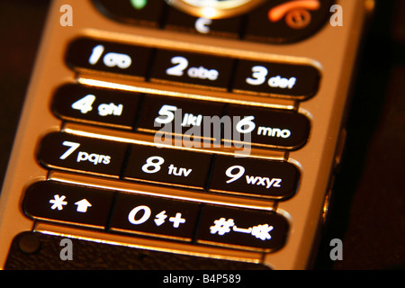 Telefono cellulare, key pad, close up Foto Stock