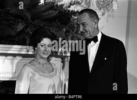 La principessa Margaret nel novembre 1965 con il presidente Lyndon B Johnson presso la Casa Bianca a Washington Foto Stock
