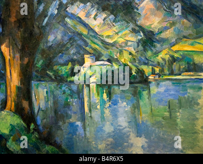 Lac D'Annecy dipinta da Paul Cezanne olio su tela 1896 Courtauld Gallery Somerset House Londra Inghilterra Foto Stock