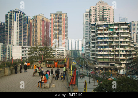 Cina, Provincia di Chongqing, Fiume Yangtze, Chongqing, mura della città vecchia Park Foto Stock